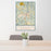 24x36 Spruce Pine North Carolina Map Print Portrait Orientation in Woodblock Style Behind 2 Chairs Table and Potted Plant
