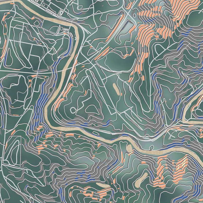 Spruce Pine North Carolina Map Print in Afternoon Style Zoomed In Close Up Showing Details