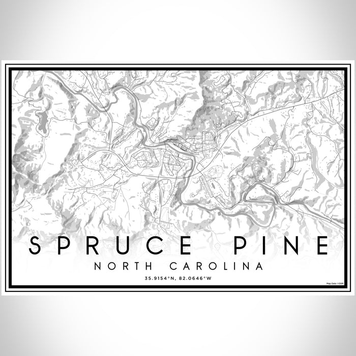 Spruce Pine North Carolina Map Print Landscape Orientation in Classic Style With Shaded Background
