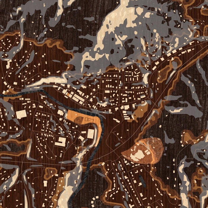 Spruce Pine North Carolina Map Print in Ember Style Zoomed In Close Up Showing Details