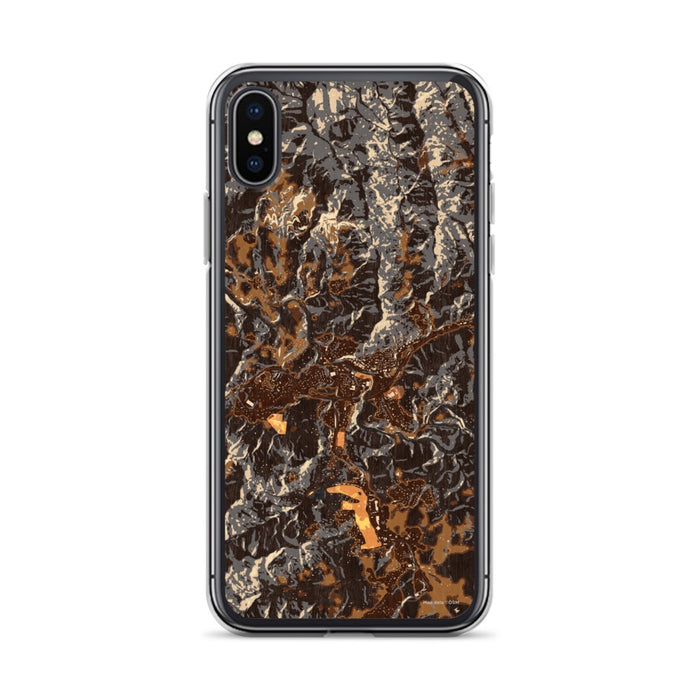Custom iPhone X/XS Spruce Pine North Carolina Map Phone Case in Ember
