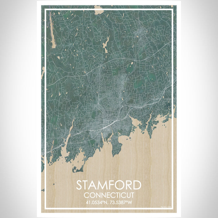 Stamford Connecticut Map Print Portrait Orientation in Afternoon Style With Shaded Background