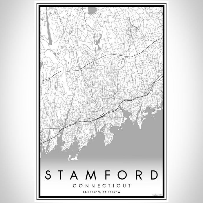Stamford Connecticut Map Print Portrait Orientation in Classic Style With Shaded Background