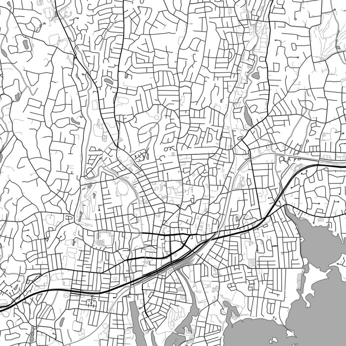 Stamford Connecticut Map Print in Classic Style Zoomed In Close Up Showing Details