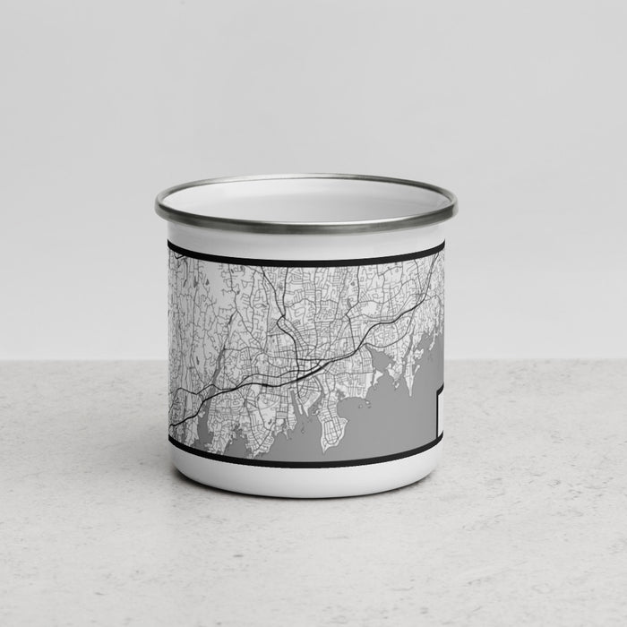 Front View Custom Stamford Connecticut Map Enamel Mug in Classic