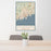 24x36 Stamford Connecticut Map Print Portrait Orientation in Woodblock Style Behind 2 Chairs Table and Potted Plant