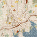 Stamford Connecticut Map Print in Woodblock Style Zoomed In Close Up Showing Details