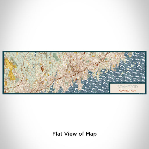 Flat View of Map Custom Stamford Connecticut Map Enamel Mug in Woodblock