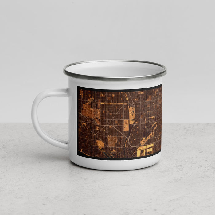 Left View Custom Stanton California Map Enamel Mug in Ember