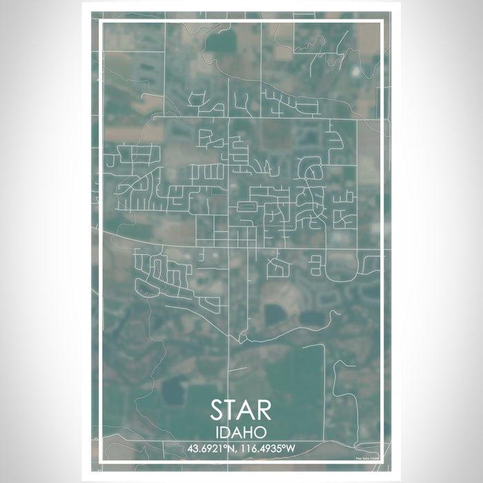 Star Idaho Map Print Portrait Orientation in Afternoon Style With Shaded Background