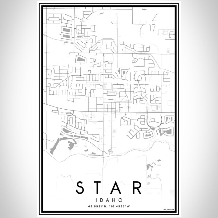 Star Idaho Map Print Portrait Orientation in Classic Style With Shaded Background