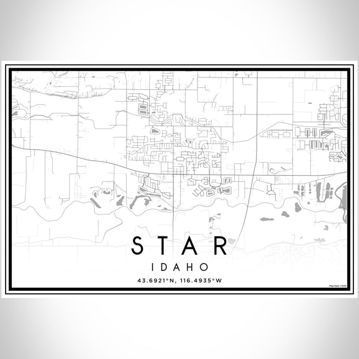Star Idaho Map Print Landscape Orientation in Classic Style With Shaded Background