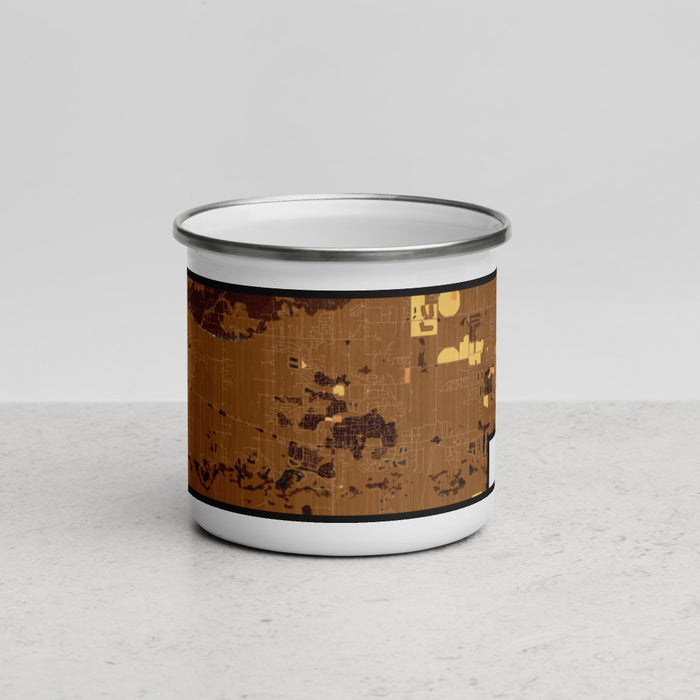 Front View Custom Star Idaho Map Enamel Mug in Ember