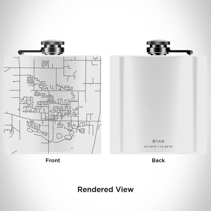 Rendered View of Star Idaho Map Engraving on 6oz Stainless Steel Flask in White