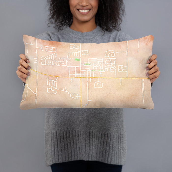 Person holding 20x12 Custom Star Idaho Map Throw Pillow in Watercolor