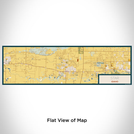 Flat View of Map Custom Star Idaho Map Enamel Mug in Woodblock