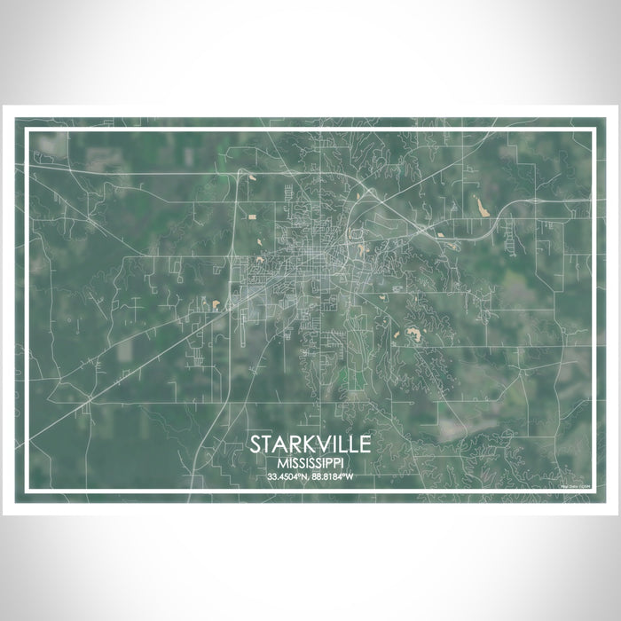 Starkville Mississippi Map Print Landscape Orientation in Afternoon Style With Shaded Background