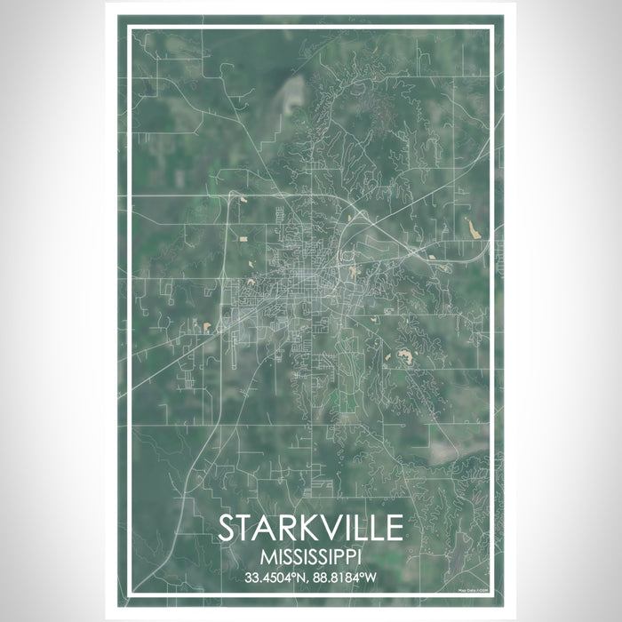 Starkville Mississippi Map Print Portrait Orientation in Afternoon Style With Shaded Background