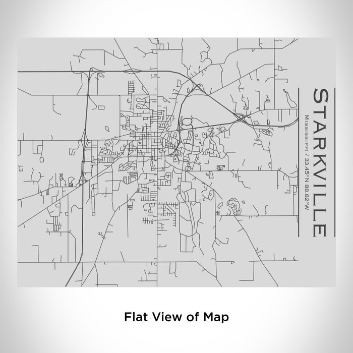 Rendered View of Starkville Mississippi Map Engraving on 20oz Stainless Steel Insulated Bottle with Bamboo Top