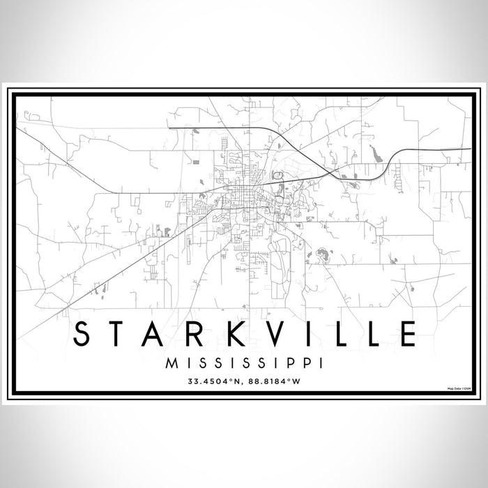 Starkville Mississippi Map Print Landscape Orientation in Classic Style With Shaded Background