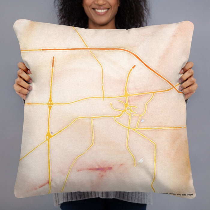 Person holding 22x22 Custom Starkville Mississippi Map Throw Pillow in Watercolor