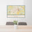 24x36 Starkville Mississippi Map Print Landscape Orientation in Woodblock Style Behind 2 Chairs Table and Potted Plant