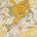 State College Pennsylvania Map Print in Woodblock Style Zoomed In Close Up Showing Details