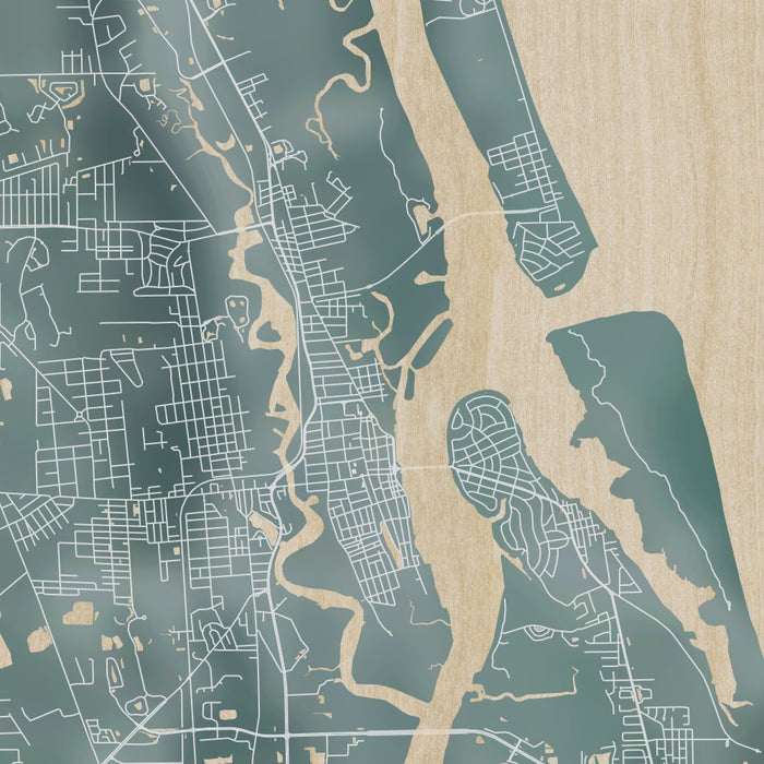 St. Augustine Florida Map Print in Afternoon Style Zoomed In Close Up Showing Details