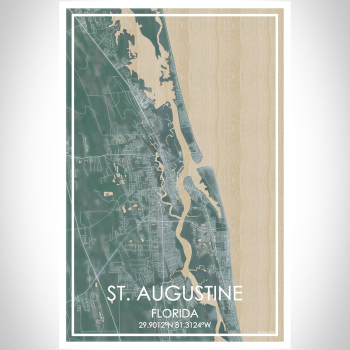 St. Augustine Florida Map Print Portrait Orientation in Afternoon Style With Shaded Background