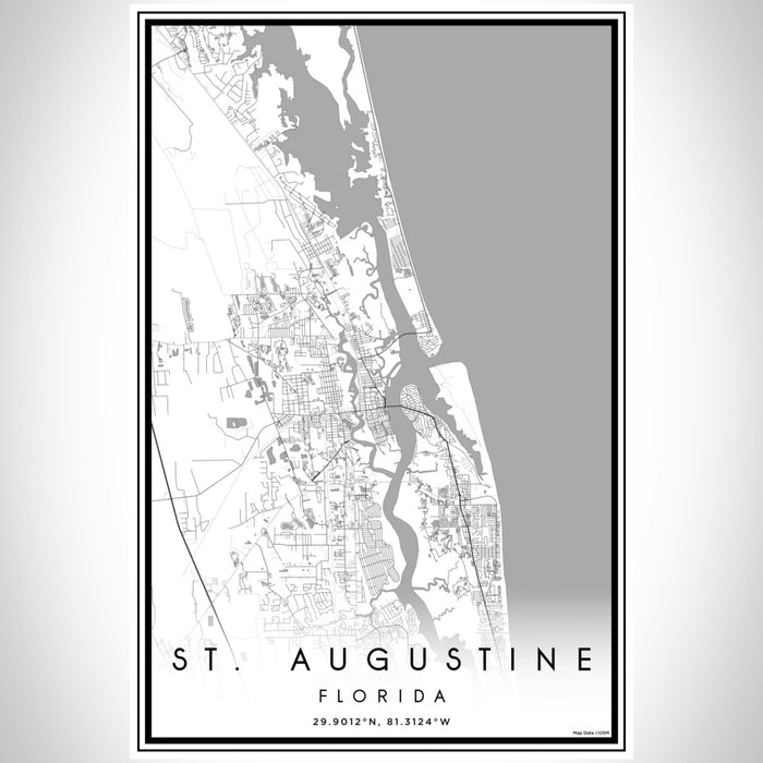 St. Augustine Florida Map Print Portrait Orientation in Classic Style With Shaded Background