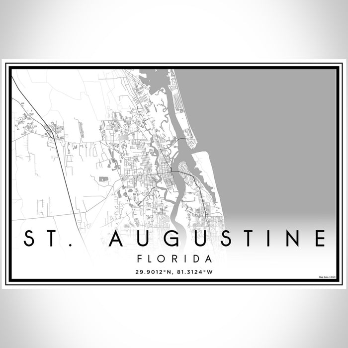 St. Augustine Florida Map Print Landscape Orientation in Classic Style With Shaded Background