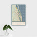 16x24 St. Augustine Florida Map Print Portrait Orientation in Woodblock Style With Tropical Plant Leaves in Water