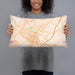 Person holding 20x12 Custom Staunton Virginia Map Throw Pillow in Watercolor