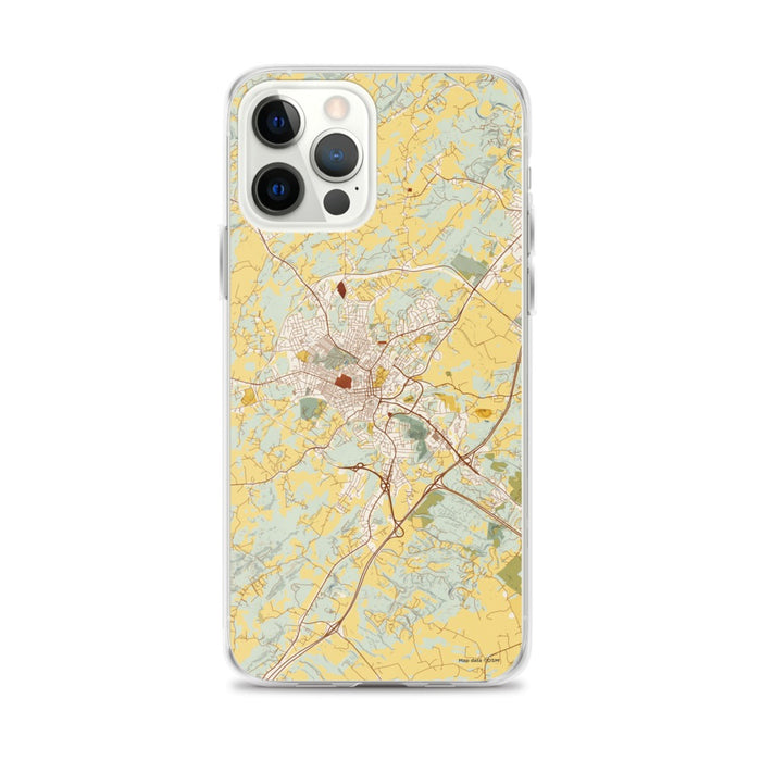 Custom iPhone 12 Pro Max Staunton Virginia Map Phone Case in Woodblock
