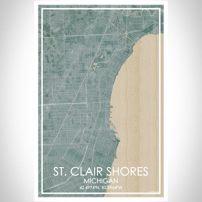 St. Clair Shores Michigan Map Print Portrait Orientation in Afternoon Style With Shaded Background
