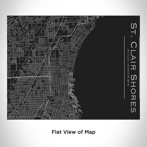 Rendered View of St. Clair Shores Michigan Map Engraving on 20oz Stainless Steel Insulated Bottle with Bamboo Top in Black