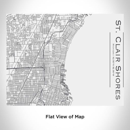 Rendered View of St. Clair Shores Michigan Map Engraving on 20oz Stainless Steel Insulated Bottle with Bamboo Top in White