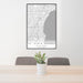 24x36 St. Clair Shores Michigan Map Print Portrait Orientation in Classic Style Behind 2 Chairs Table and Potted Plant