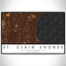 St. Clair Shores Michigan Map Print Landscape Orientation in Ember Style With Shaded Background