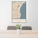24x36 St. Clair Shores Michigan Map Print Portrait Orientation in Woodblock Style Behind 2 Chairs Table and Potted Plant