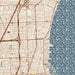 St. Clair Shores Michigan Map Print in Woodblock Style Zoomed In Close Up Showing Details