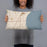Person holding 20x12 Custom St. Clair Shores Michigan Map Throw Pillow in Woodblock