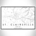 St. Clairsville Ohio Map Print Landscape Orientation in Classic Style With Shaded Background