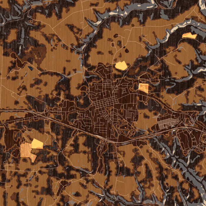 St. Clairsville Ohio Map Print in Ember Style Zoomed In Close Up Showing Details