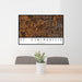 24x36 St. Clairsville Ohio Map Print Landscape Orientation in Ember Style Behind 2 Chairs Table and Potted Plant