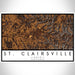 St. Clairsville Ohio Map Print Landscape Orientation in Ember Style With Shaded Background