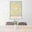 24x36 St. Clairsville Ohio Map Print Portrait Orientation in Woodblock Style Behind 2 Chairs Table and Potted Plant