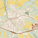 St. Clairsville Ohio Map Print in Woodblock Style Zoomed In Close Up Showing Details