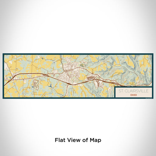 Flat View of Map Custom St. Clairsville Ohio Map Enamel Mug in Woodblock