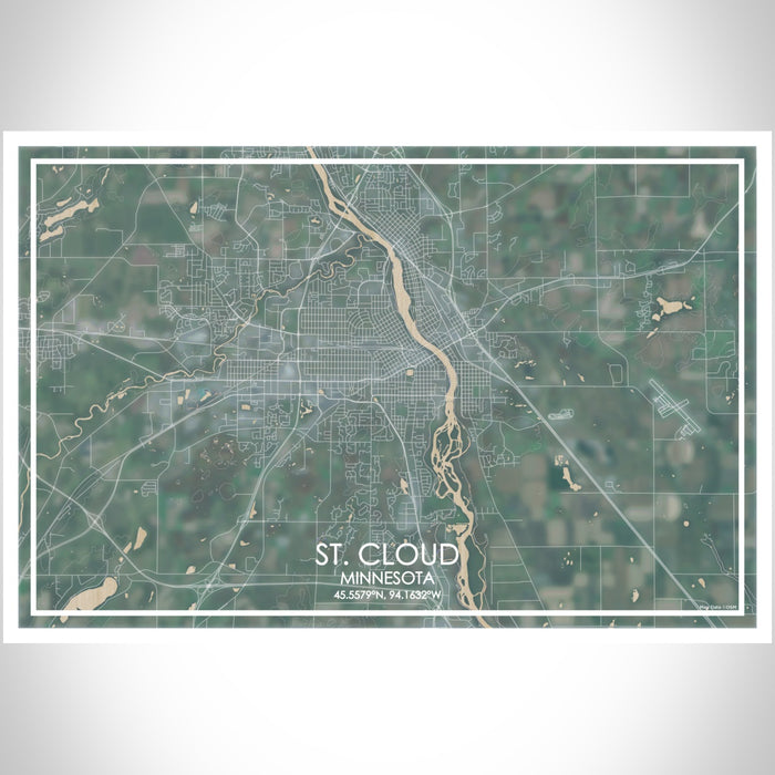 St. Cloud Minnesota Map Print Landscape Orientation in Afternoon Style With Shaded Background